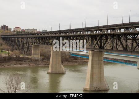 The High Level Bridge over the North Saskatchewan River in Edmonton, Alberta Stock Photo