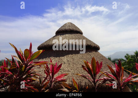 Multilevel thatched roof, Fiesta Americana resort, Puerto Vallarta, Mexico Stock Photo