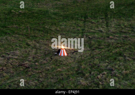 Night airfield light aerial view. Stock Photo