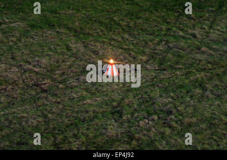 Night airfield light aerial view. Stock Photo