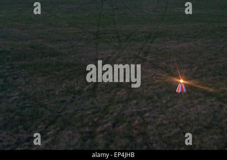 Night airfield light aerial view. Stock Photo