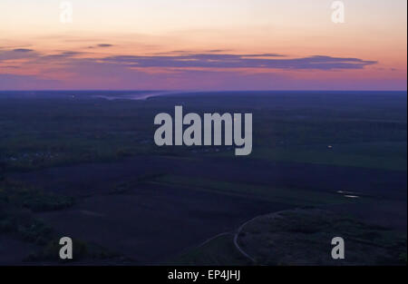 Evening landscape aerial view. Stock Photo