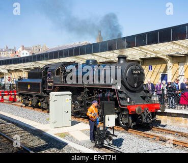 North York Moors Railway steam passenger train at Whitby station, Whitby, North Yorkshire, England, UK Stock Photo