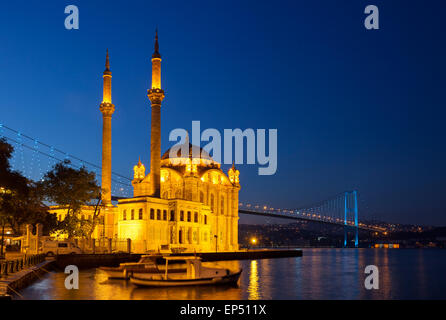 Ortakoy Mecidiye mosque the Bosphorus Bridge Stock Photo