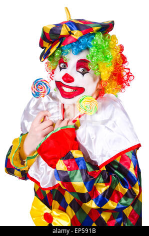 Funny clown isolated on the white Stock Photo