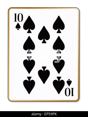 The playing card the Ten of spades over a white background Stock Photo