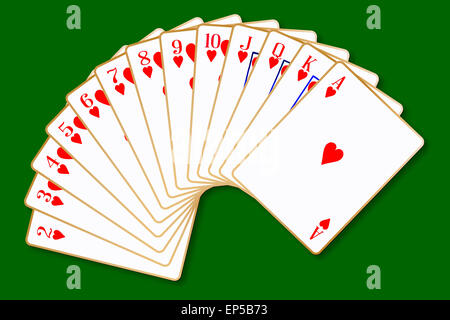 The playing card in the suit of Hearts Stock Photo