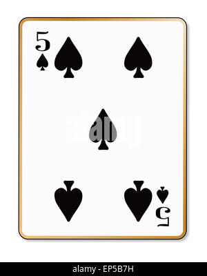 The playing card the Five of spades over a white background Stock Photo