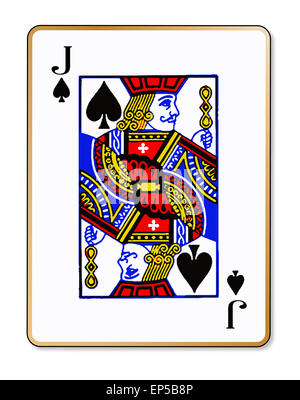 The playing card the Jack of spades over a white background Stock Photo