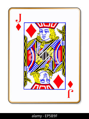 The playing card the Jack of diamonds over a white background Stock Photo