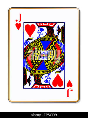 The playing card the Jack of hearts over a white background Stock Photo