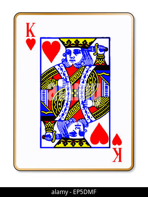 The playing card the King of hearts over a white background Stock Photo