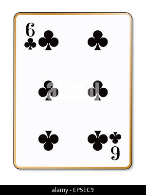 The playing card the Six of clubs over a white background Stock Photo