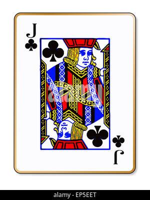 The playing card the Jack of clubs over a white background Stock Photo