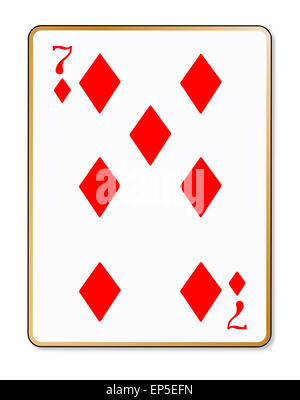 The playing card the seven of diamonds over a white background Stock Photo