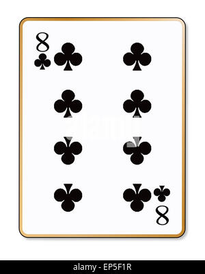 The playing card the Eight of clubs over a white background Stock Photo