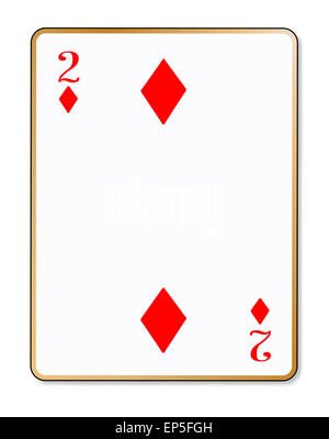 The playing card the two of diamonds over a white background Stock Photo