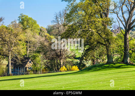 The boathouse by the lake at Bowood  in Wiltshire. Stock Photo