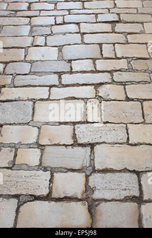 The old cobblestone pavement in Rovinj, Croatia. Stock Photo