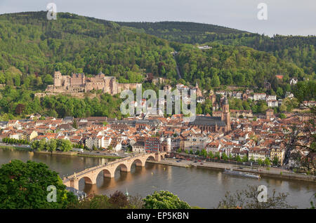 view over the city from the Philosophenweg, Heidelberg, Baden-Württemberg, Germany Stock Photo