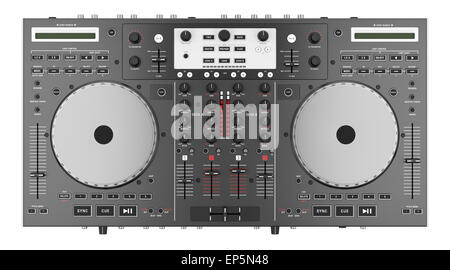 top view of dj mixer controller isolated on white Stock Photo