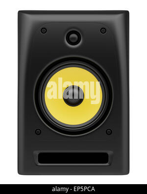 single black audio speaker isolated on white Stock Photo