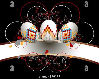Ornamented Easter eggs on black background Stock Vector