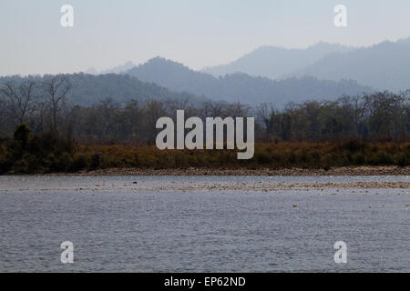 Bardia National Park. Nepal. Shiwalik Churia Hills. Impressive foothills leading to Himalayas. Karnali River foreground. Stock Photo