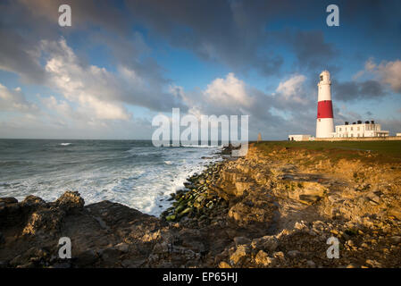Early morning at Portland Bill lighthouse in Dorset, England UK Stock Photo