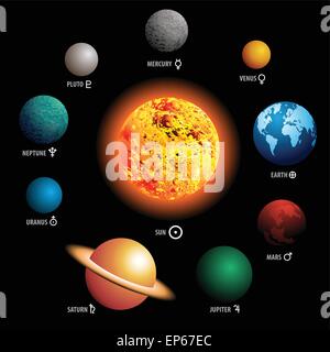 Vector illustration of the planets of our solar system. Stock Vector