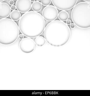 Abstract digital background pattern with rings and shadows over white backdrop, 3d illustration Stock Photo