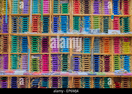 Colorful silk thread in the store. Fez, Medina. Morocco Stock Photo