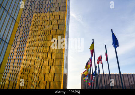 Golden twin towers of the Court of Justice of the European Union, in European Quarter, Kirchberg, Luxembourg Stock Photo