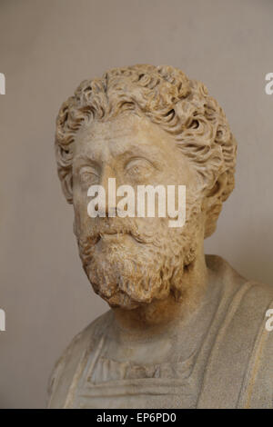 Marcus Aurelius (121-180 AD). Roman Emperor. Last of th Five Good Emperors. Antonine Dynasty. Bust. From Rome. Italy. Stock Photo