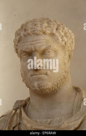 Caracalla (188-217 AD). Roman emperor. Severan Dynasty. Bust. Rome. Roman Forum, House of the Vestal Virgins. 209-211 AD. Rome. Stock Photo