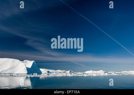 Giant Icebergs of Disko Bay near Illulisat, Greenland, a popular cruise destination Stock Photo
