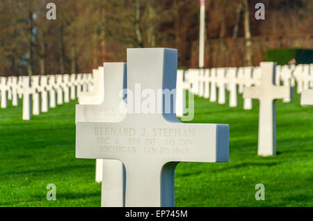 Graves of more than 5000 US soldiers at the Luxembourg American Cemetery and Memorial who died during World War II Stock Photo