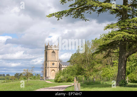 Croome Court's attractive parkland and St Mary Magdalene's Church by Capability Brown, Worcestershire. England, UK Stock Photo