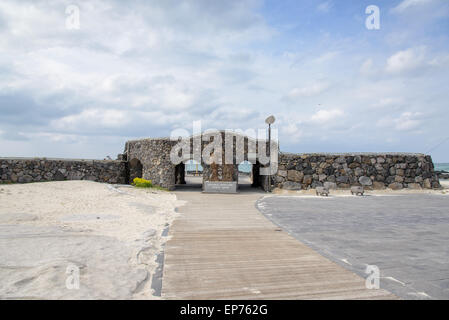 Gwamul open-air public bath. It is a traditional bath of Jeju Island and located near the Gwakji beach in Aewol. Stock Photo