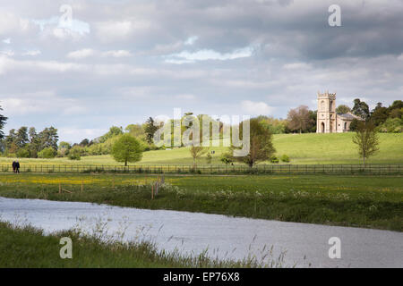 Croome Court's attractive parkland and St Mary Magdalene's Church by Capability Brown, Worcestershire. England, UK Stock Photo