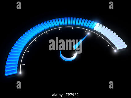 Blue manometer dial on black background Stock Photo