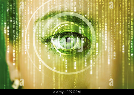 Modern cyber woman with matrix eye Stock Photo