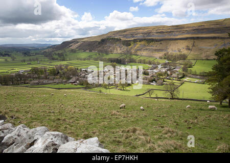 Village of Kettlewell, Yorkshire, England. Picturesque view of Wharfedale with the village of Kettlewell in the foreground.
