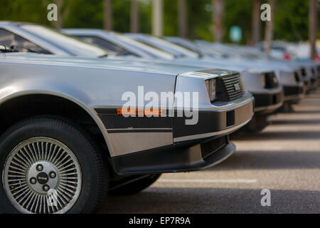 Row of used Delorean cars in a exotic car lot near Naples, Florida, USA Stock Photo