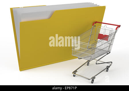 folder icon with shopping cart isolated on white background Stock Photo