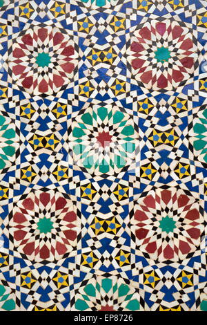 Ceramic tiles, gleaming and colourful, are used for floors and walls. Morocco Stock Photo