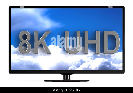 television set with 8K UHD isolated on white background Stock Photo