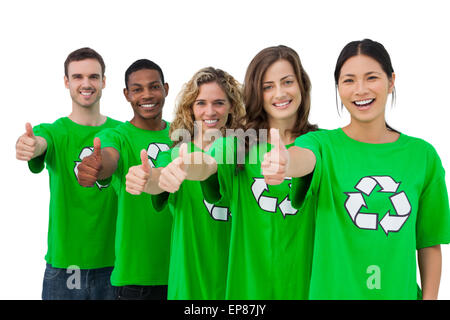 Cheerful group of environmental activists giving thumbs up Stock Photo