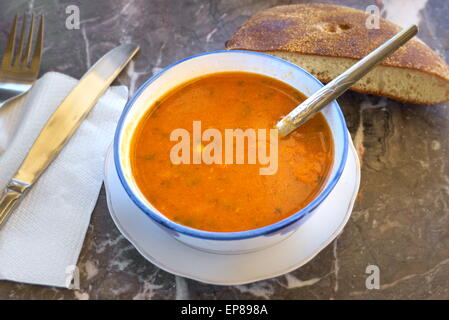 Traditional moroccan soup - harira. It is served for lunch during Ramadan. Morocco Stock Photo