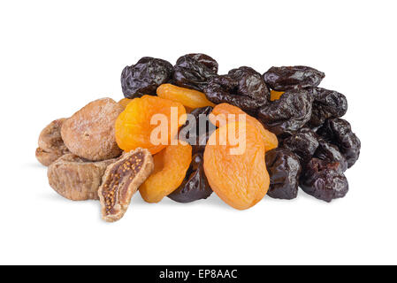 Dried pitted fruits isolated on white background Stock Photo